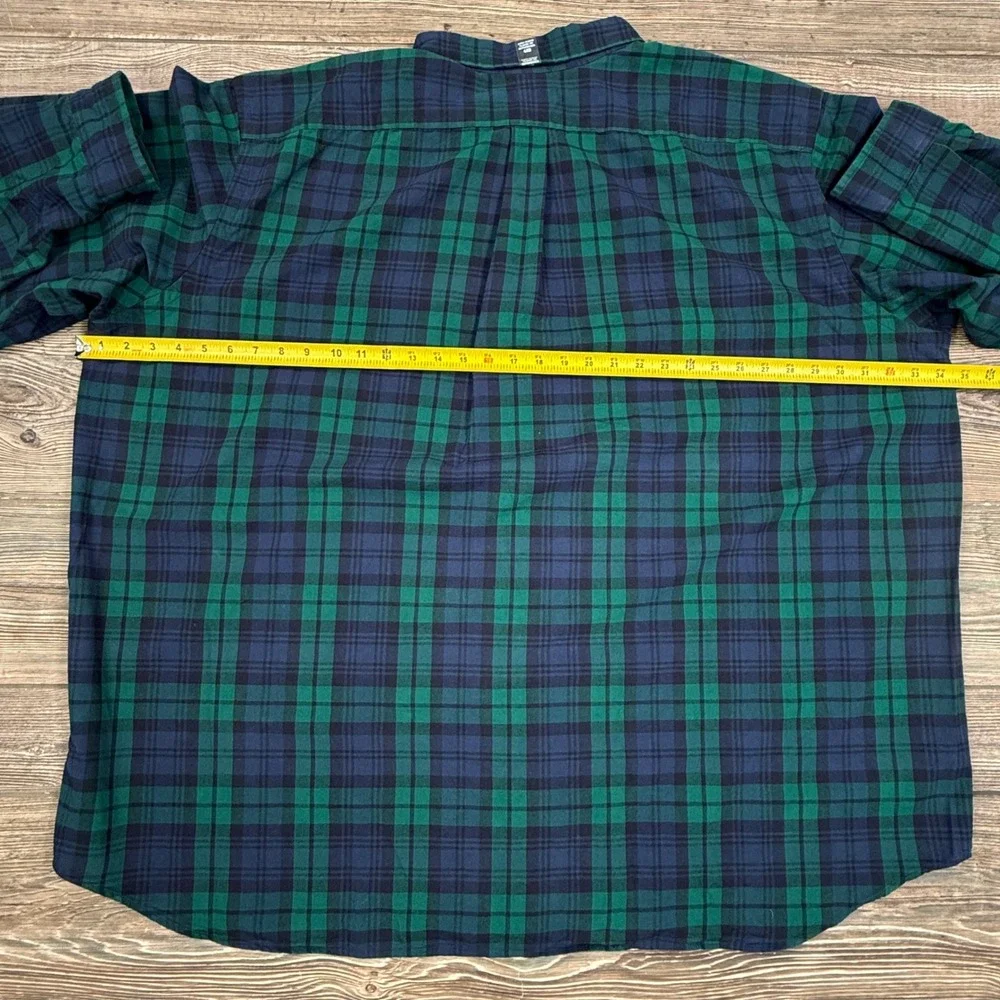 Polo Ralph Lauren Mens Size 4XB Oxford Shirt Green Navy Blue Plaid Brushed